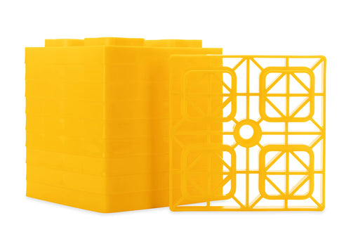 Heavy Duty Camco Leveling Blocks | Ideal for Leveling Single Wheels, Double Wheels, Hydraulic Jacks, Tongue Jacks, and More | Yellow | 10-Pack (44505)