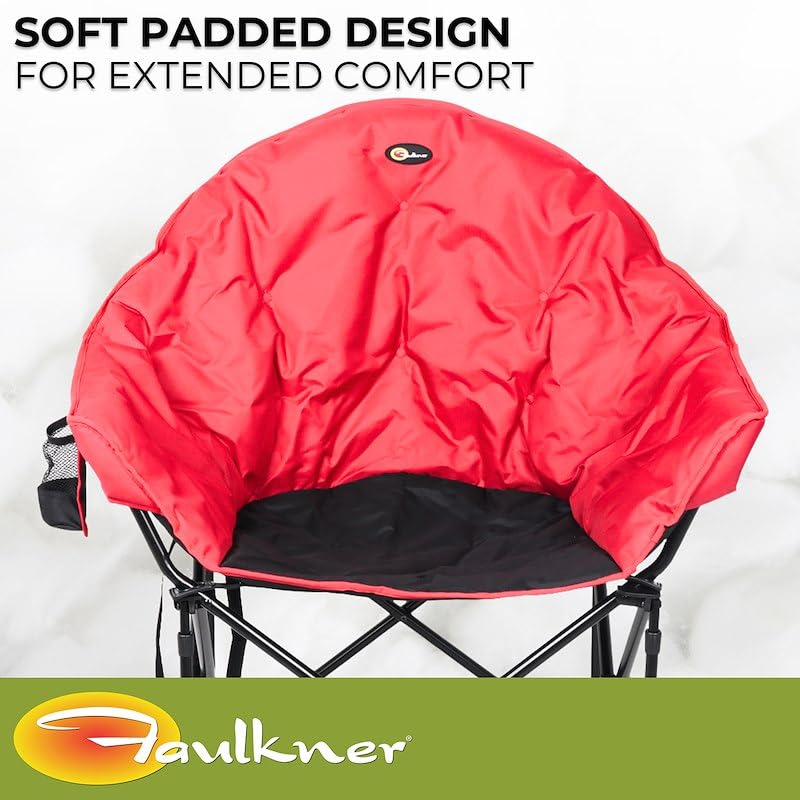 Big Dog Faulkner 49579H Bucket Chair Burgundy Black Camouflage Foldable Camping Chair with Padded Seat and Backrest Cup Holder and Carry Bag 300 lb Capacity Steel Frame