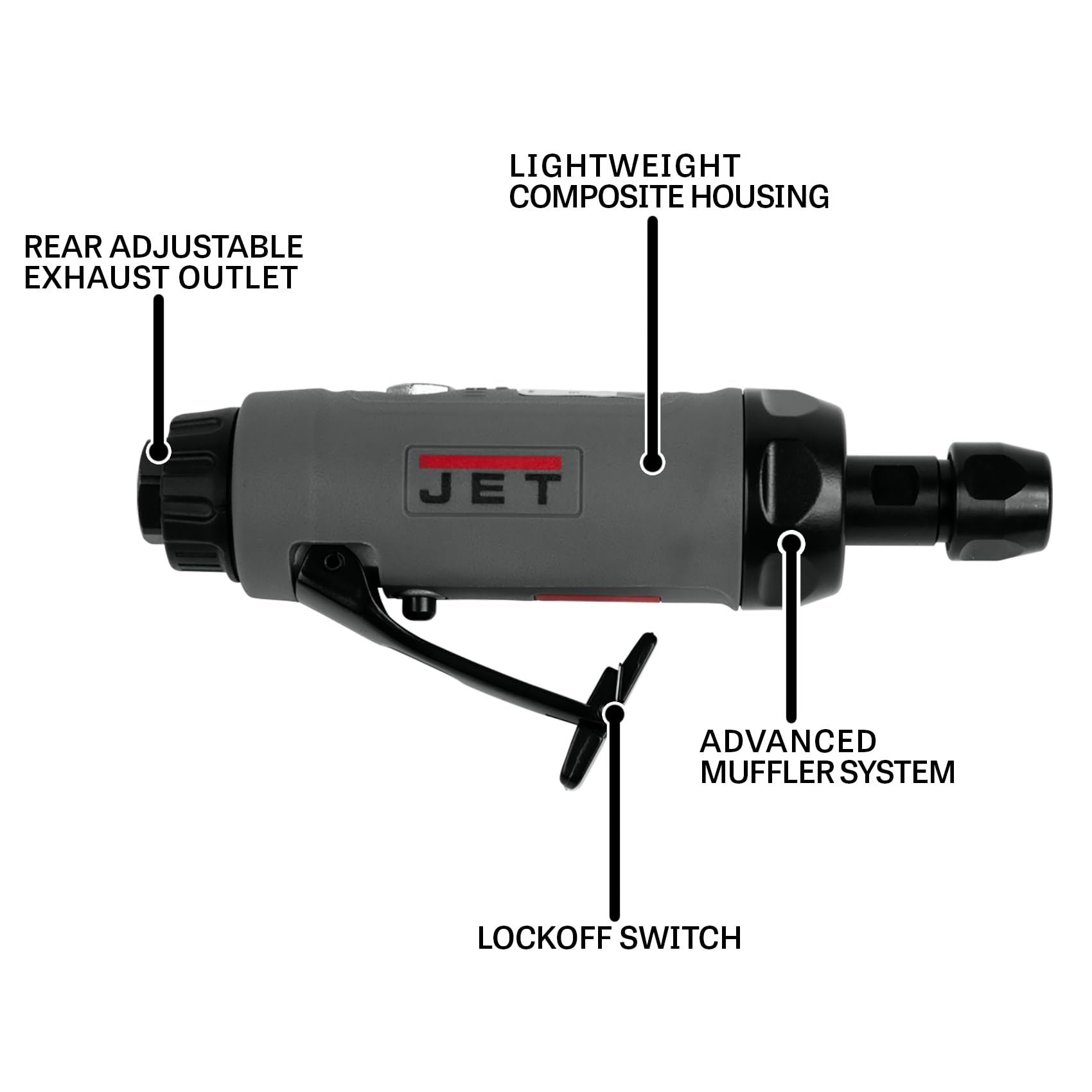 JET Pneumatic 1/4-Inch Straight Die Grinder, 25000 RPM, 1/3 HP (JAT-419)
