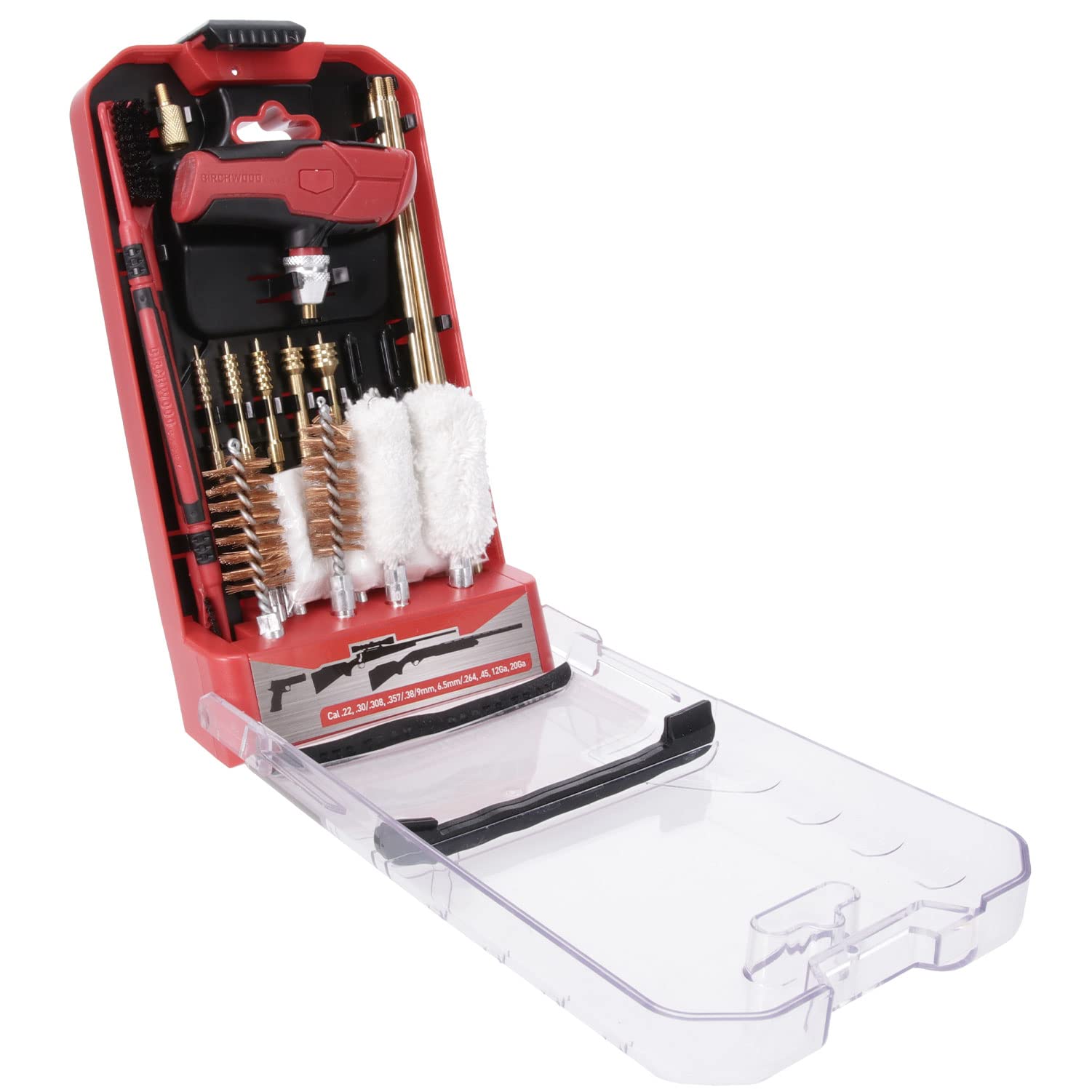 Birchwood Casey Gun Cleaning Kit Universal | Durable Versatile Gun Maintenance Cleaning Tools Set of 22 | Brushes, Mops, Jags, Patches, Rod, T-Handle, Magnetic Strip & Case Included