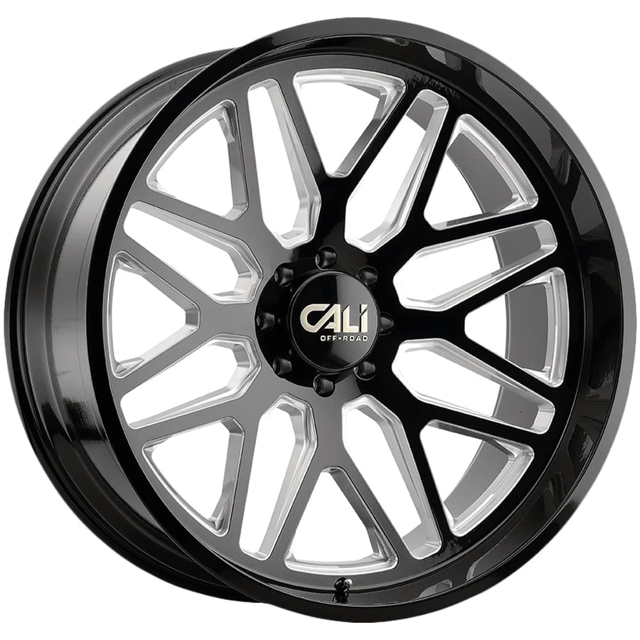 Invader Cali Off-Road 9115 Black Wheel with Gloss Milled (24 x 14. inches /8 x 165 mm, -76 mm Offset)