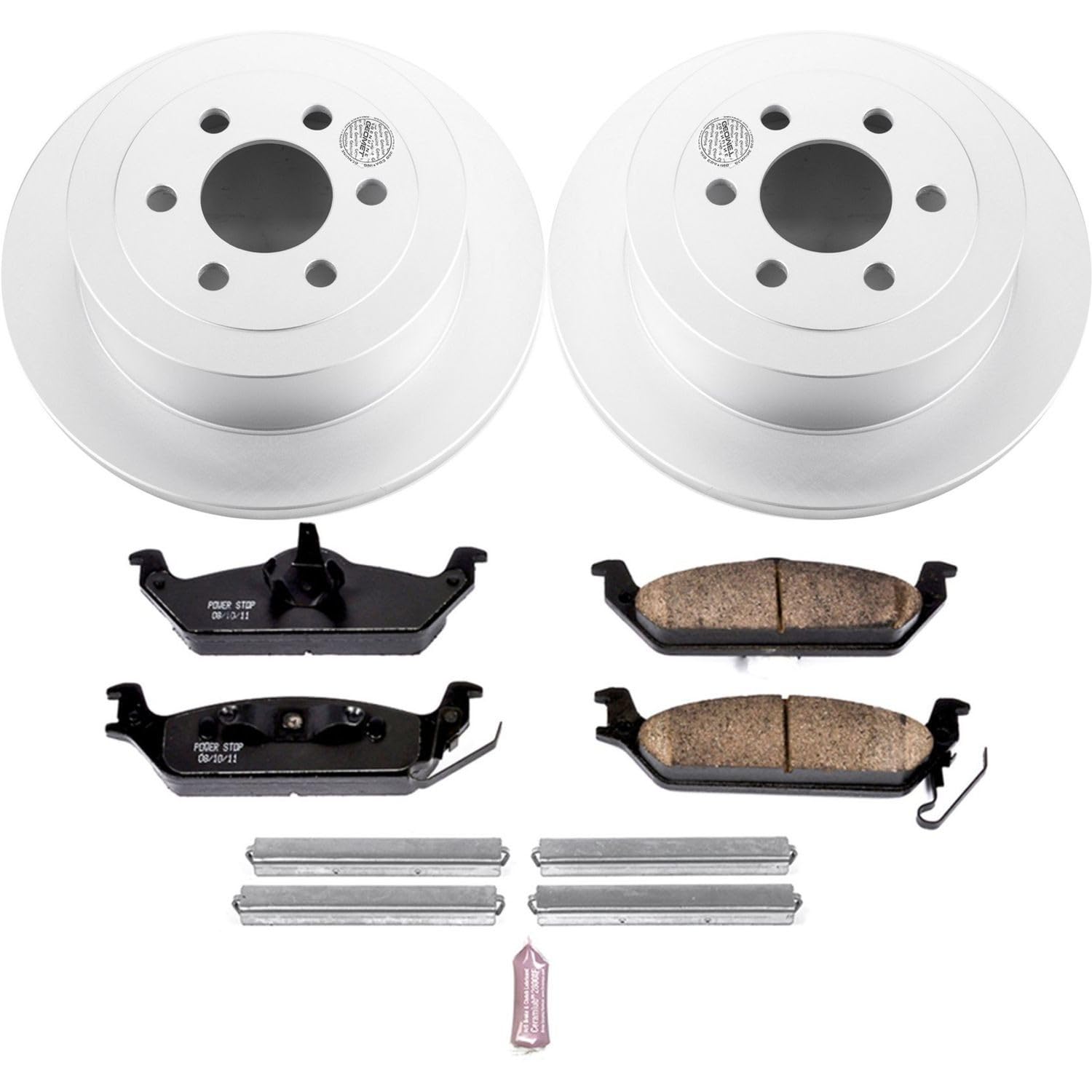 Power Stop Coated Brake Rotor CRK2192 and Ceramic Brake Pads- Rear For Dodge Dakota 2003-2004 [Vehicle Specific]