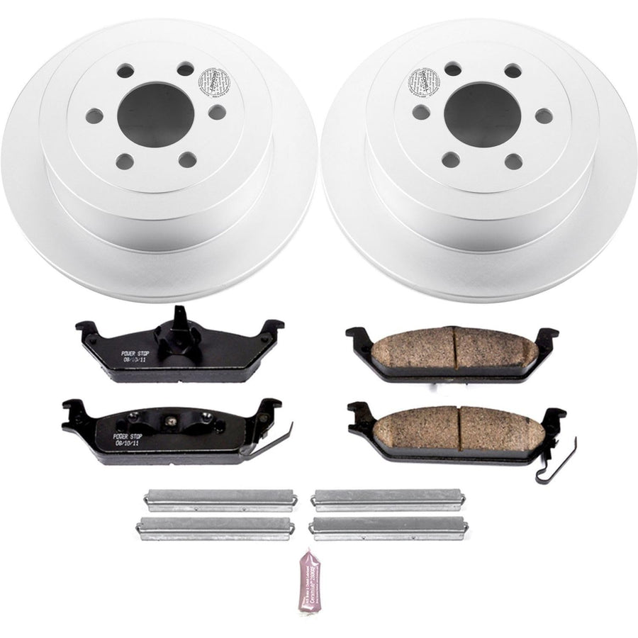 Power Stop Coated Brake Rotor CRK2192 and Ceramic Brake Pads- Rear For Dodge Dakota 2003-2004 [Vehicle Specific]