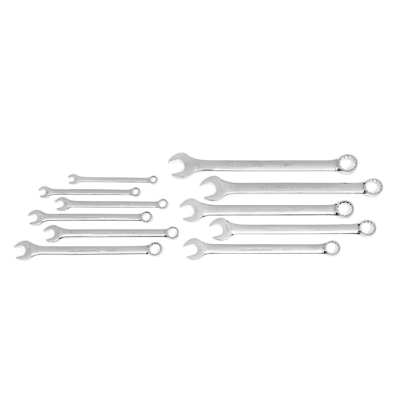 Long Pattern GEARWRENCH Combination SAE Wrench Set with Tool Roll, 11 Pc., 12 Point - 81934
