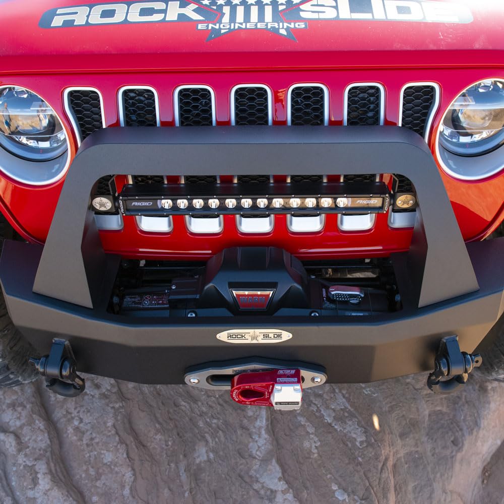 Bull Bar Rock Slide Engineering For Rigid Series Front Bumper Only for Jeep, Black Powdercoat FB-JK-BB