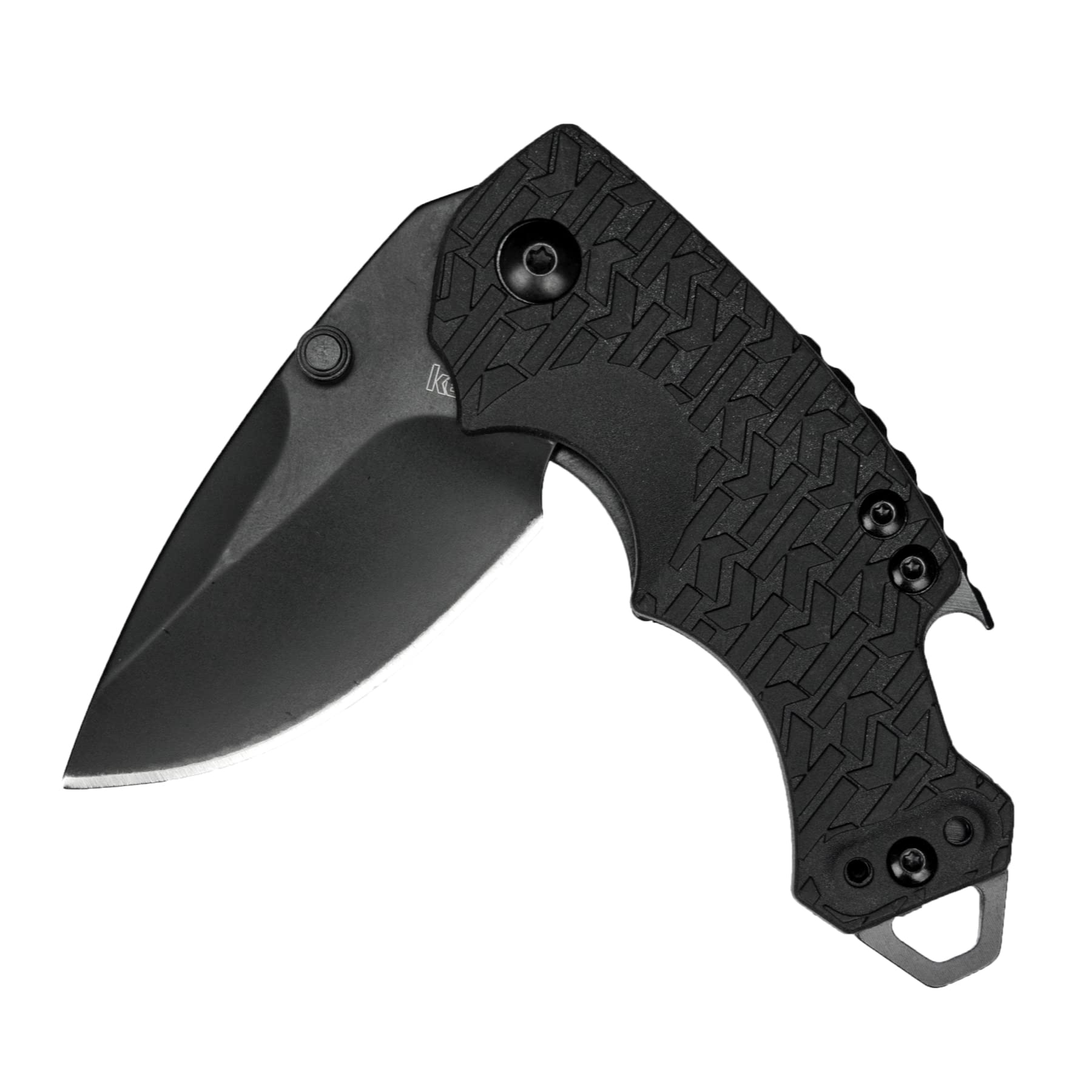 Multifunction Pocket Knife Kershaw Shuffle (8700BLK) with 2.4 Stainless Steel Blade and Black-Oxide Coating and Black K-Texture Grip Handle, Features Flathead Screwdriver and Bottle Opener, 2.8 oz.