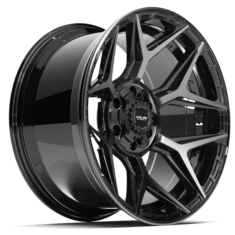 4PLAY 20 Inch Wheels Rim 4P06 Fits 6x135 & 6x139.7 20x10 Gloss Black Brushed with Tinted Clear (1)