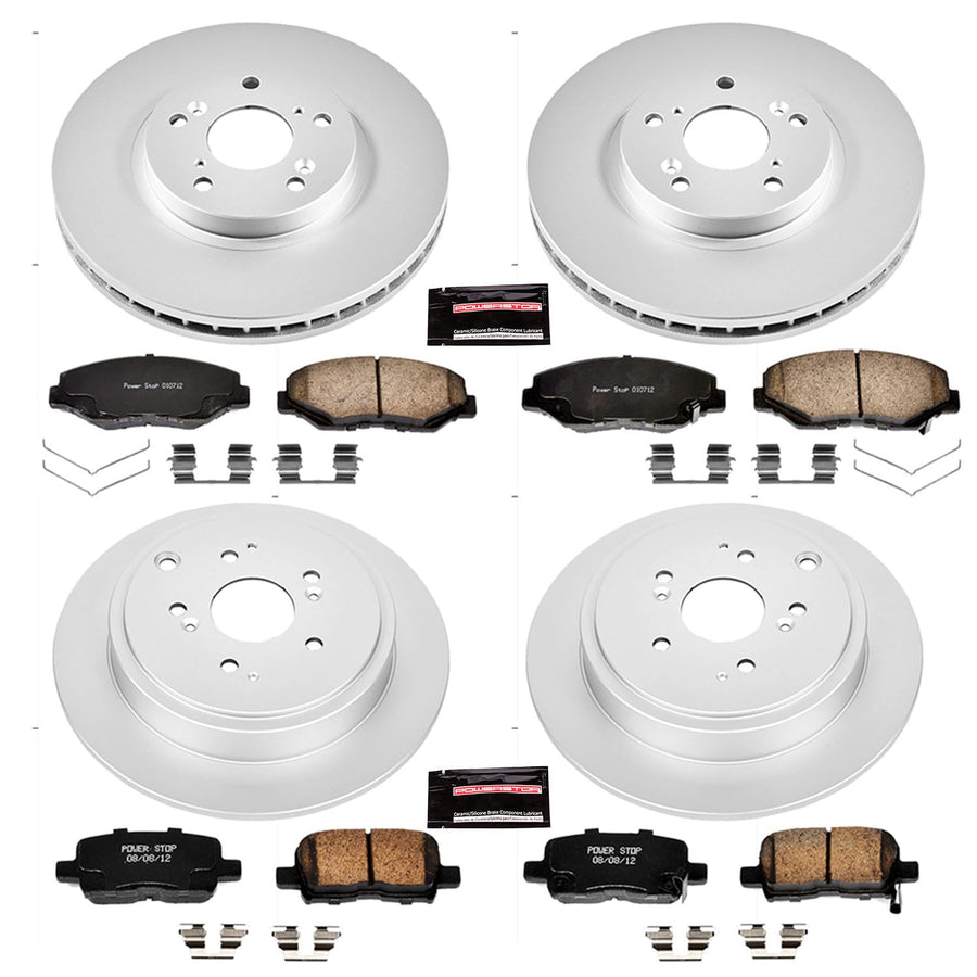 Power Stop CRK2303 Brake Rotor & Coated Ceramic Brake Pads- front & rear For Honda Pilot 2003-2008 [Model Specific]