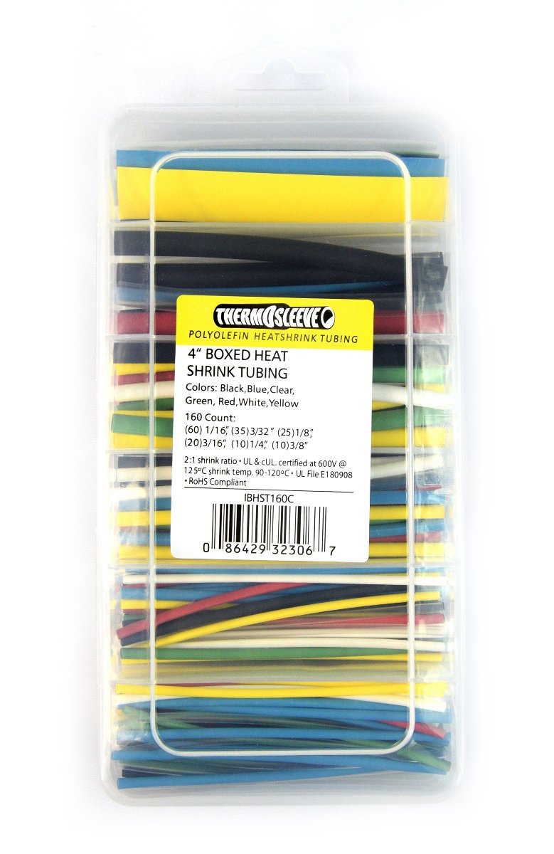 Heat Shrink Kit Install Bay - 160 Pc 4In 2:1 Assorted Colors