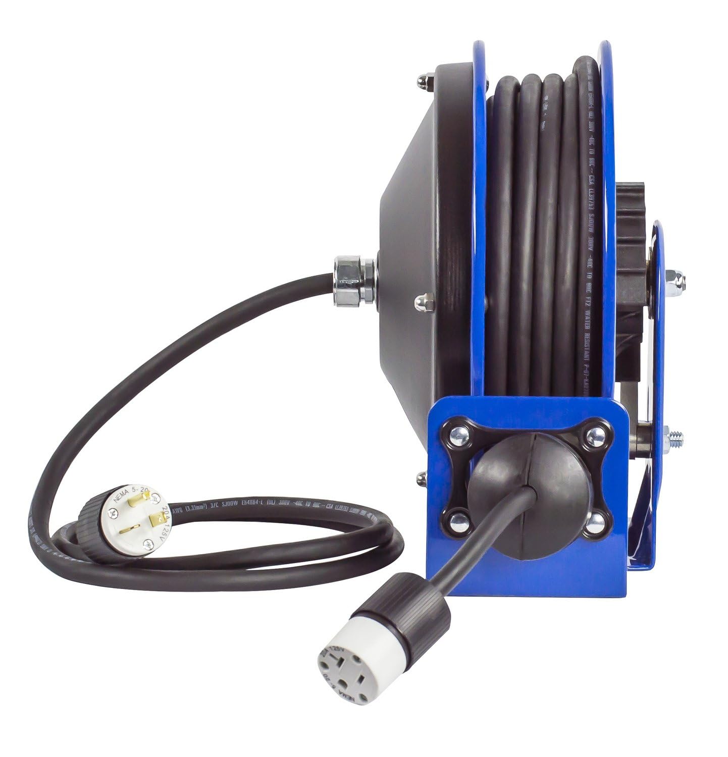 PC10-3012-A Coxreels Compact Power Cord Reel, PC10 Series 12/3 x 30’ Single INDL - Space-Saving Design with Easy-Access Cover and Spring Motor - Heavy-Duty Steel Construction, Made in the USA, Blue