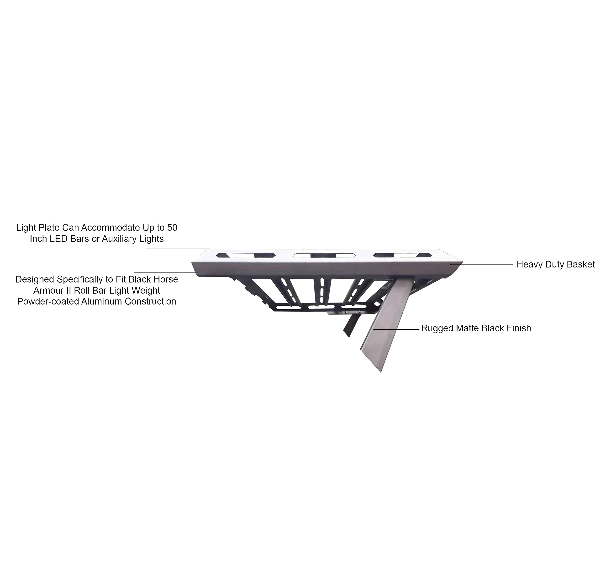 Black Armour II Basket Black Horse Compatible with 2014-2022 Chevrolet Silverado 1500|2014-2022 GMC Sierra 1500|2015-2022 Ford F-150|2015-2022 Ram 1500|2007-2024 Toyota Tundra-BA1AR2