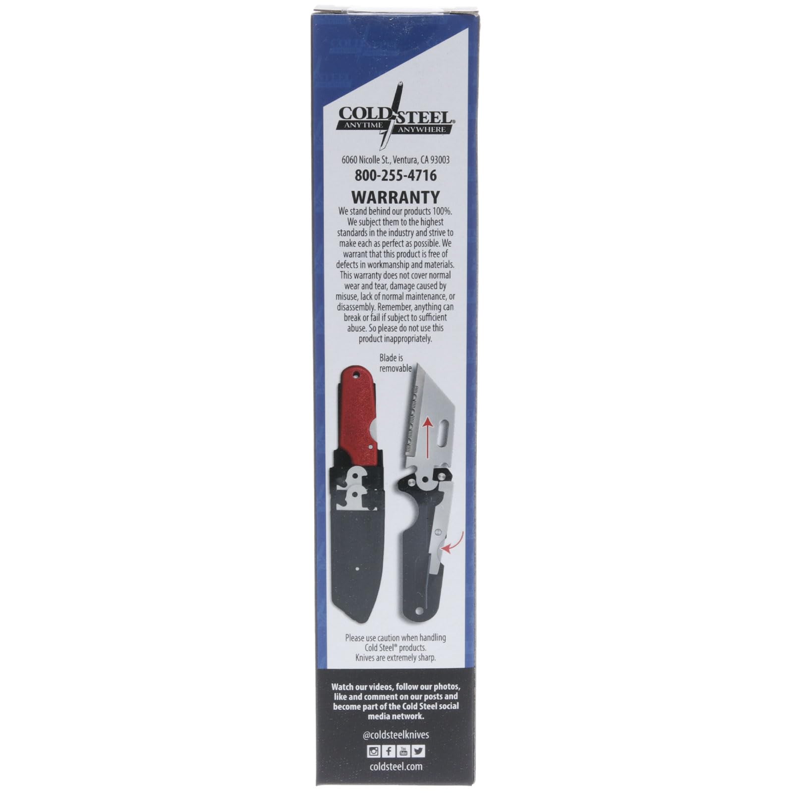 COLD STEEL Click N Cut - Fixed Blade Knife Slock Master | Durable 420J2 Steel Compact Hunting & Hiking Multiple Replaceable Blades | Sheath & 3 Blades Included - Boxed Package