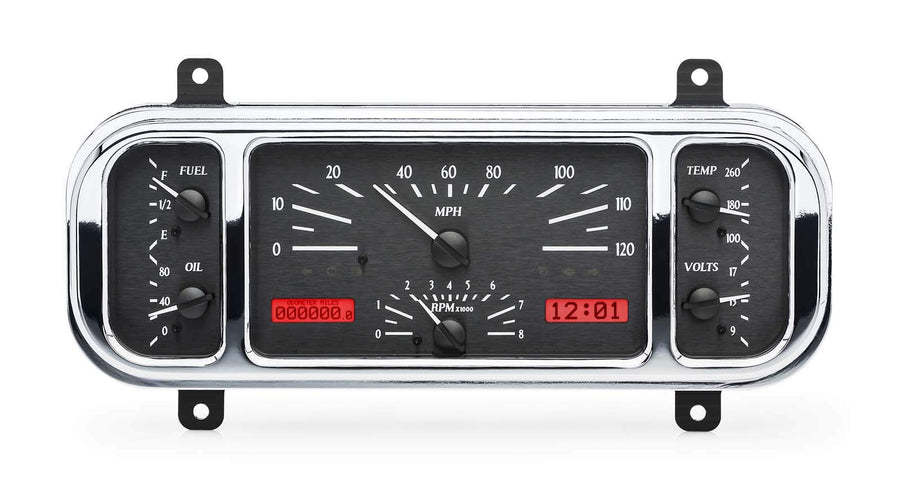 Dakota Digital VHX Dash Gauge Instruments System 1937-38 Chevy Car, BLACK ALLOY style and RED display - VHX-37C