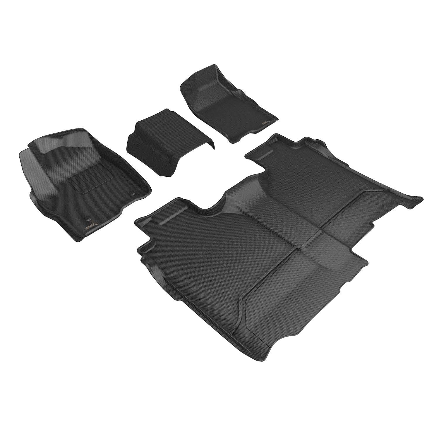 3D MAXpider Kagu Custom Fit Floor Mat (Black) Compatible with Chevrolet Silverado 1500 Crew Cab 2019-2026 /2500HD/3500HD Bench Seat 2020-2026 (Vinyl Floor, No Carpeted Storage) - Full Set