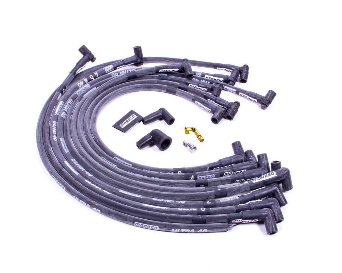 Moroso ULTRA WIRE SET, 40, SBC, SLEEVED, BLACK 73817