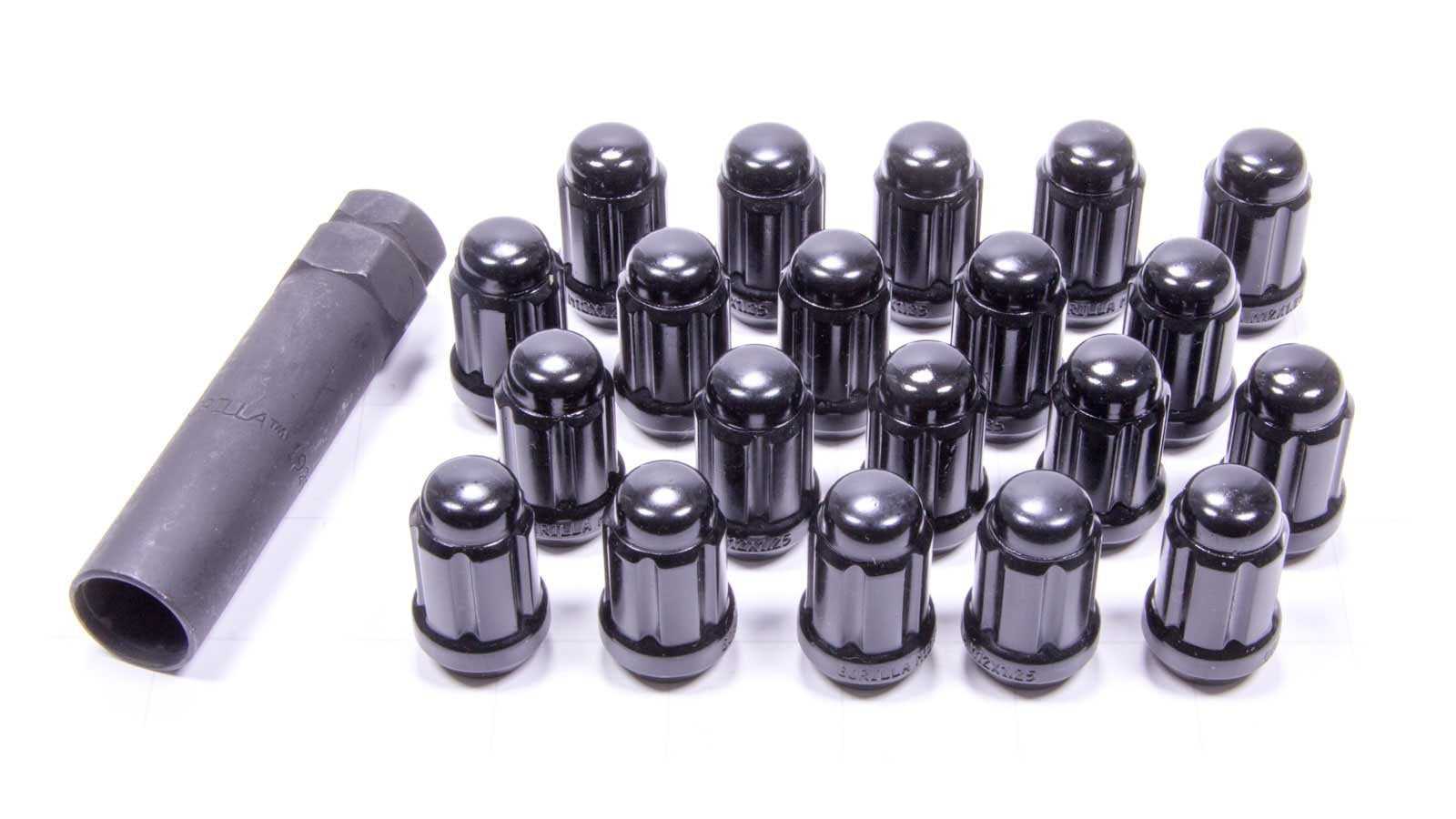 Small Diameter Gorilla Automotive 21123BC Acorn Black 5 Lug Kit (12mm x 1.25 Thread Size) - Pack of 20