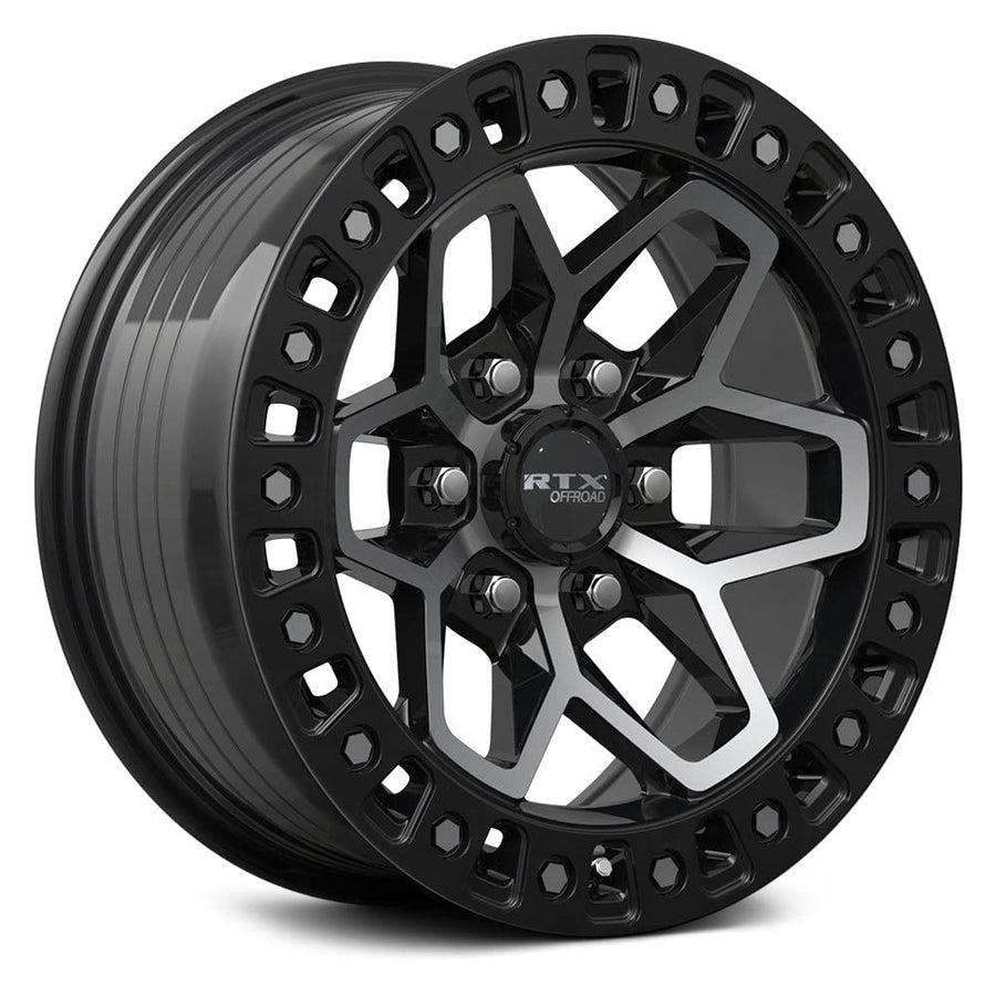 ZION RTX Custom Wheel - 17x9, 20 Offset, 8x165.1 Bolt Pattern, 125mm Hub - Black with Machined Face Rim