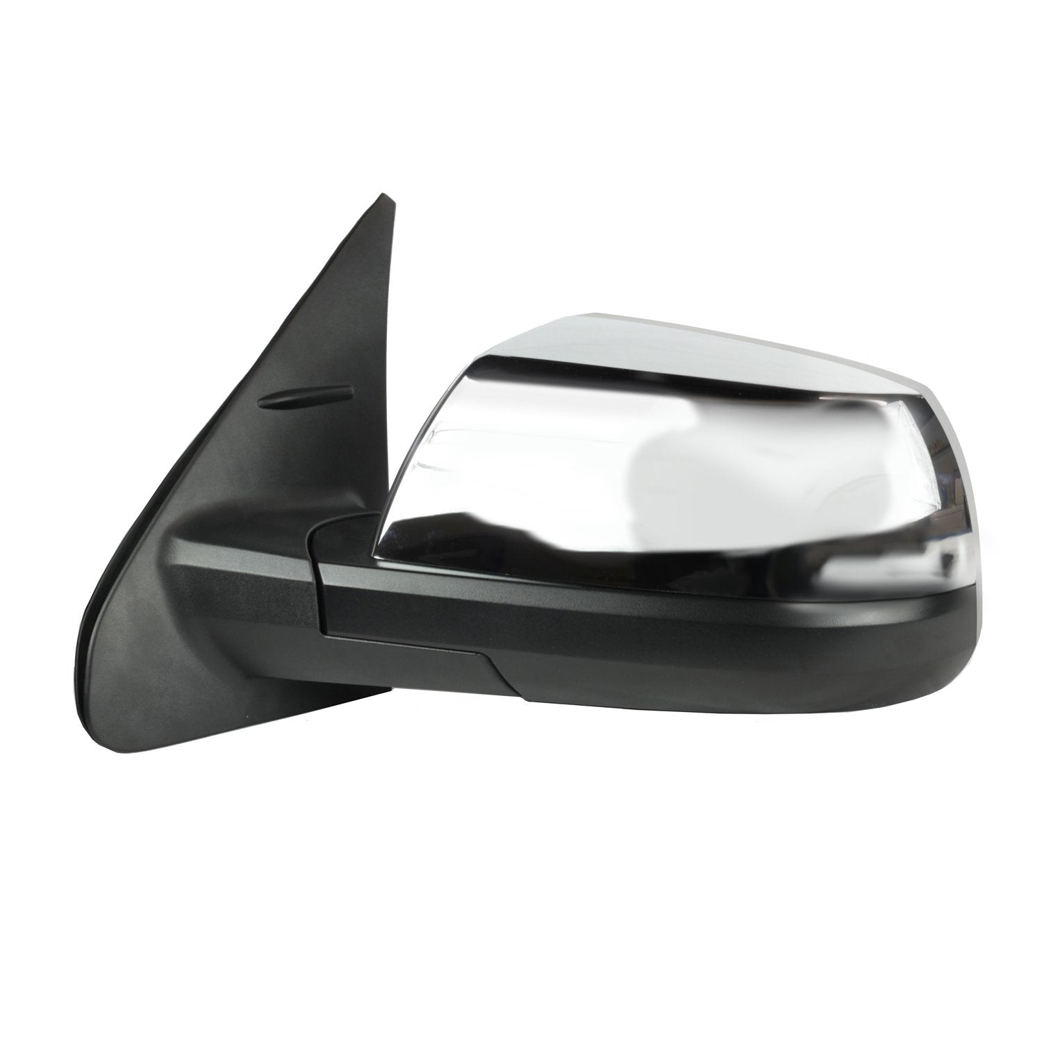 Mirror Driver Side for Toyota Tundra, textured black w/chrome cover, w/blind spot detection, foldaway, Heated Power, Driver Side