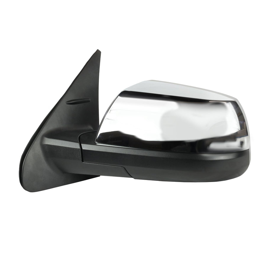 Mirror Driver Side for Toyota Tundra, textured black w/chrome cover, w/blind spot detection, foldaway, Heated Power, Driver Side