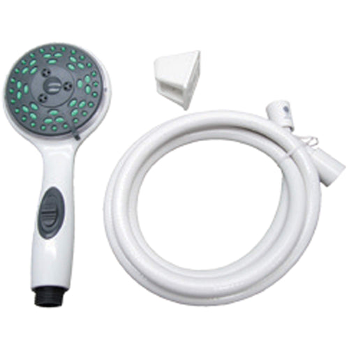 5-Function Massaging Shower Kit Empire Faucets CRD-DX-APS80W with 60" Hose, Pressure Assist and Water Saving Feature - White