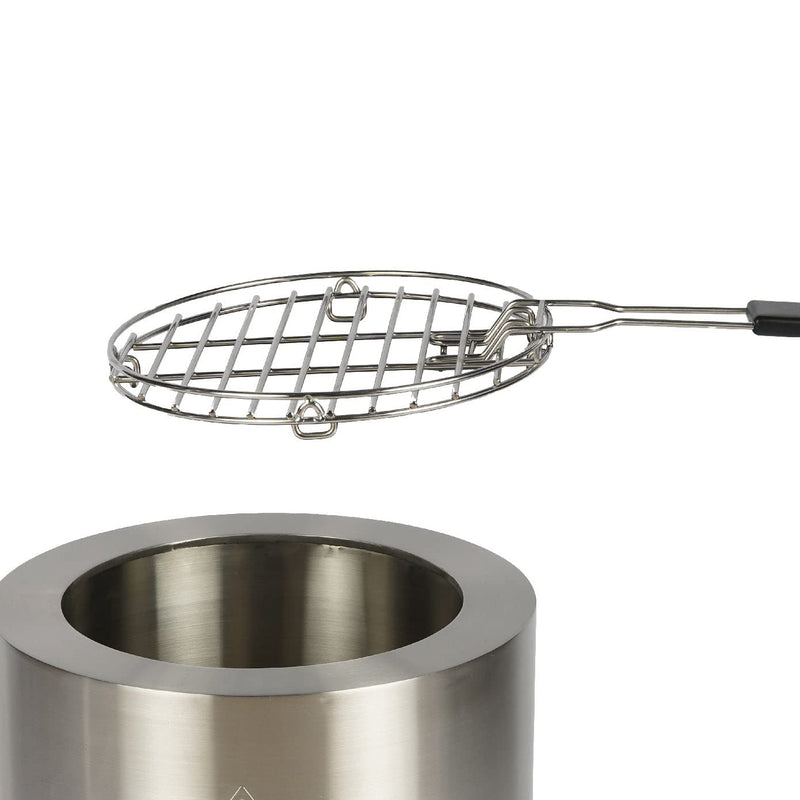 Hotshot 15" Wood Burning Fire Pit Grill Silver Round Stainless Steel