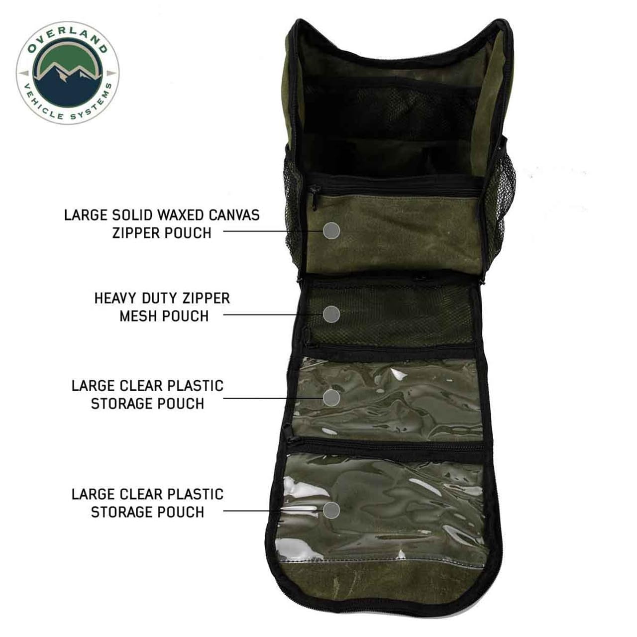 Overland Vehicle Systems Bag Overnight with Handle & Straps - #16 Waxed Canvas Storage - Infused with Paraffin Wax Waterproofing - Doubled Reinforced Stitching