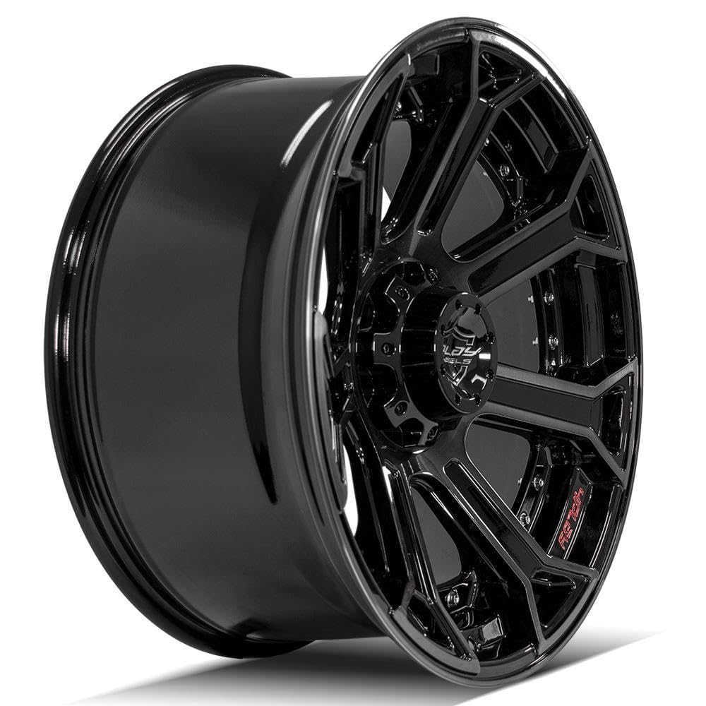 4PLAY Wheels 22 Inch 4P70 Rim Fits 6x135 & 6x139.7 22x10 Gloss Black Brushed with Tinted Clear (1)