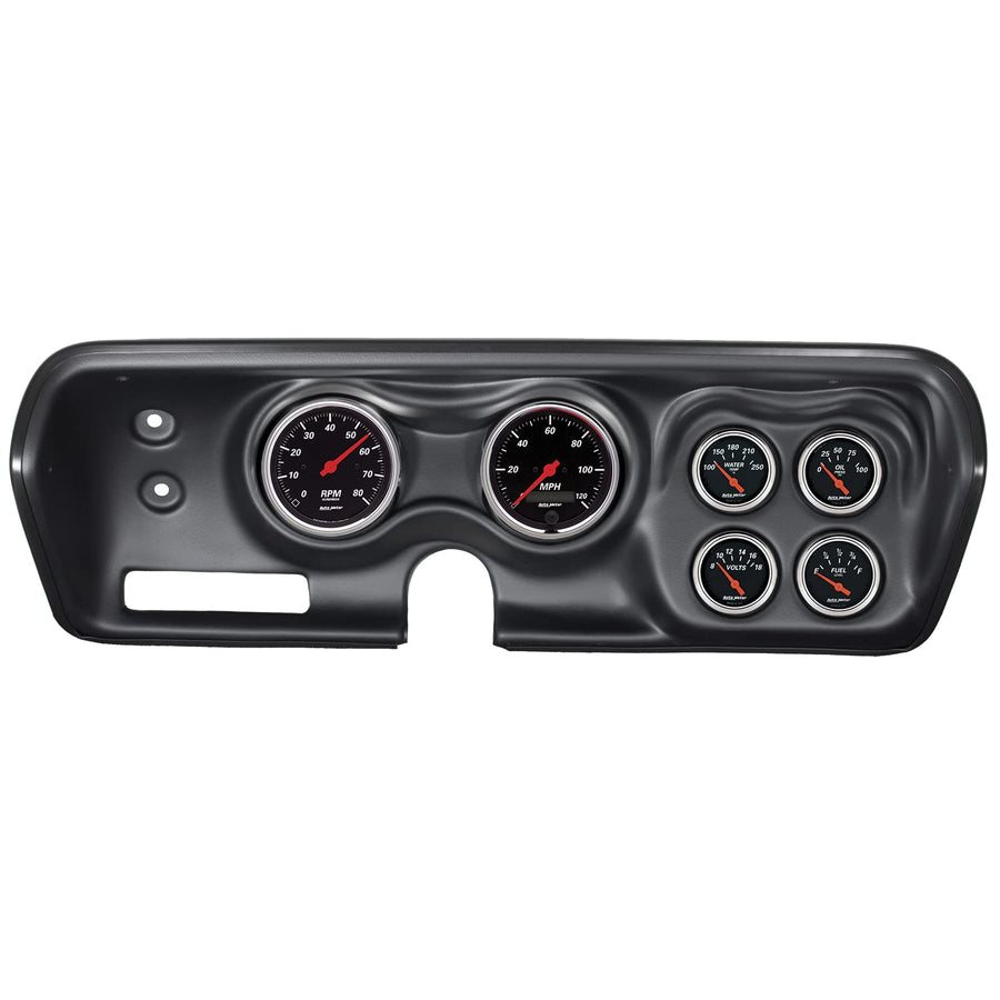 Auto Meter Gauge Kit 7030-DB, 6 Pc, Bbody/Chrgr/GTX/Rdrnr/Sat 71-74, RPM/Mph/Fuel/Oilp/Wtmp/Bat, Db