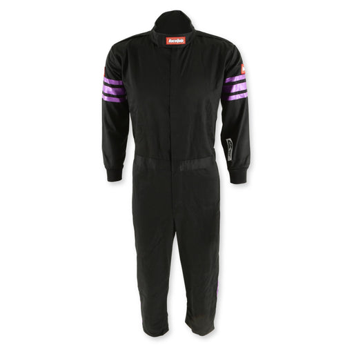 Pro-1 Driving Suit RaceQuip® 1950596RQP SFI 3.2A/1 Black/Purple Stripe Youth XL