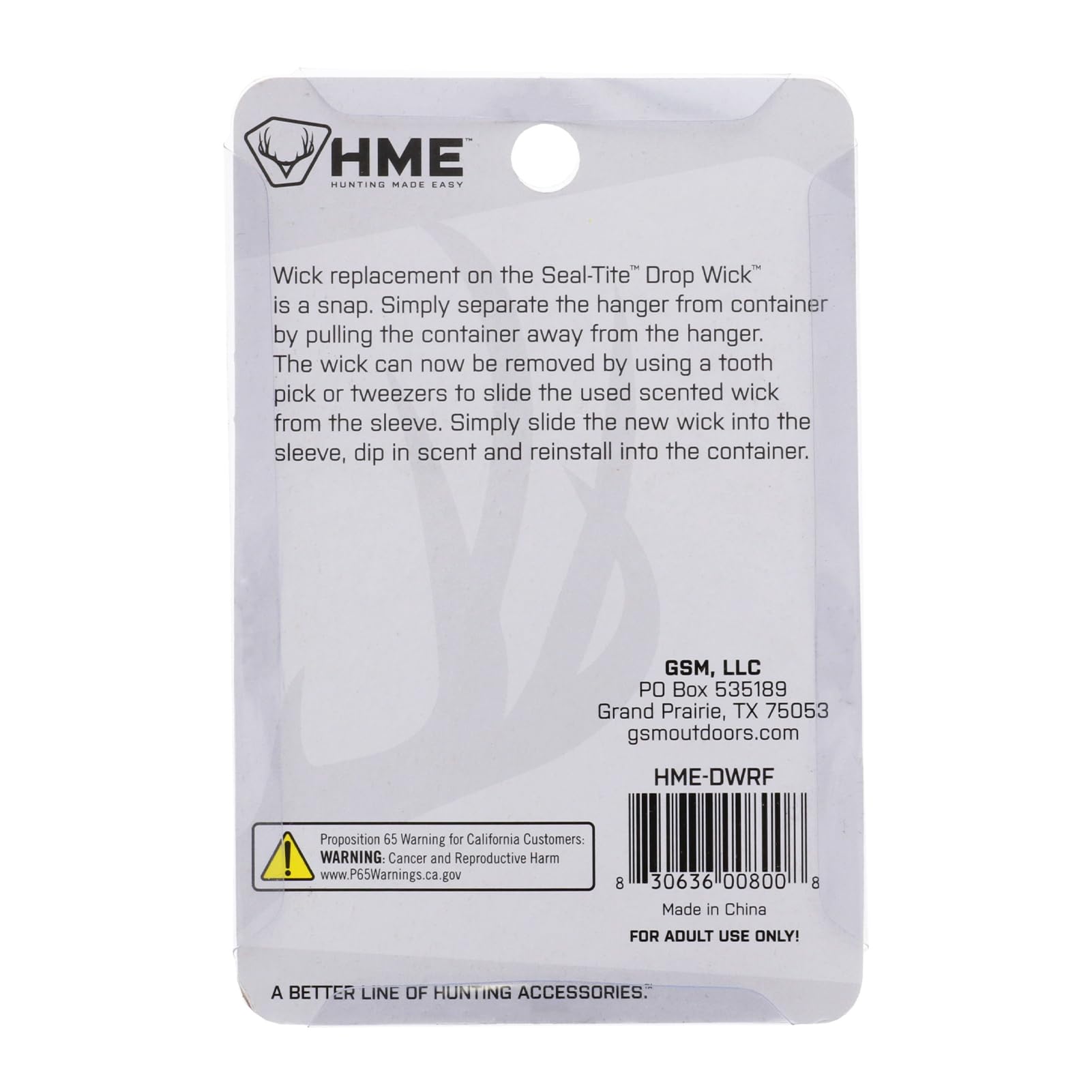 HME Replacement Felts Drop Wick (Pack of 6) Durable Effective Quick-Replacement Absorbent Refills for Hunting Scent Dispenser