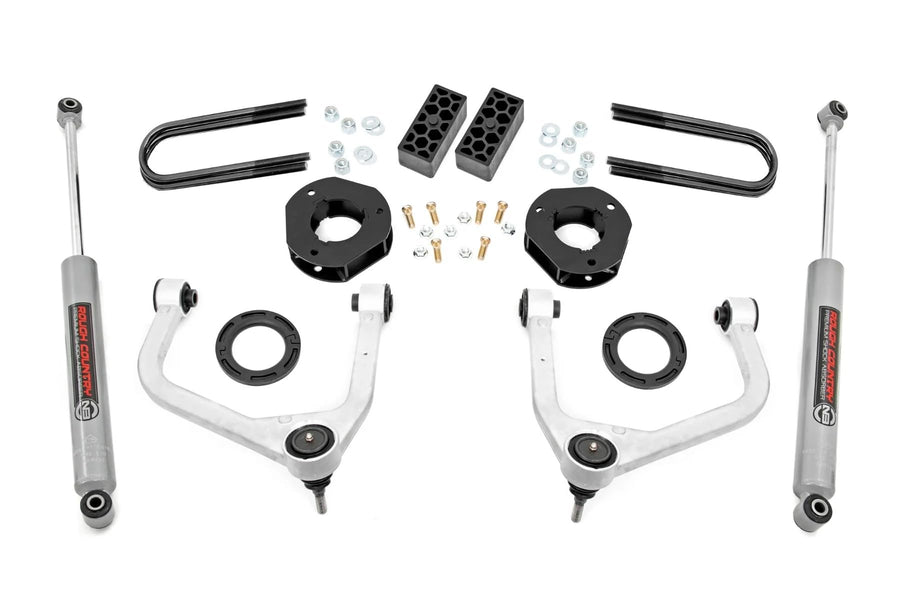 3.5" Rough Country Suspension Lift Kit for Chevy Silverado 1500 (2025-2026) - Aluminum Control Arms, Strut Spacers with Rear N3 Shocks