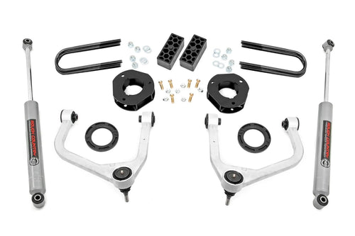3.5" Rough Country Suspension Lift Kit for Chevy Silverado 1500 (2025-2026) - Aluminum Control Arms, Strut Spacers with Rear N3 Shocks