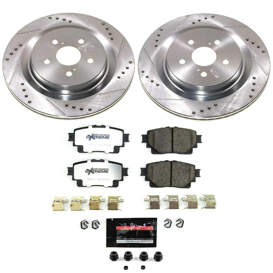 Rear Power Stop K8773-36 Z36 Truck & Tow Brake Pads with Drilled and Slotted Rotors Brake Kit For Toyota Highlander 2020-2022 [Application Specific]