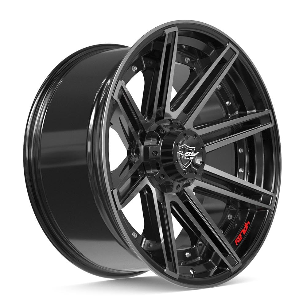 22 inch 4PLAY Wheels Rim Fits 6x135 + 6x139.7 Silverado Suburban Tahoe Expedition F150 Raptor 4P08 22x10 Brushed Black Wheels