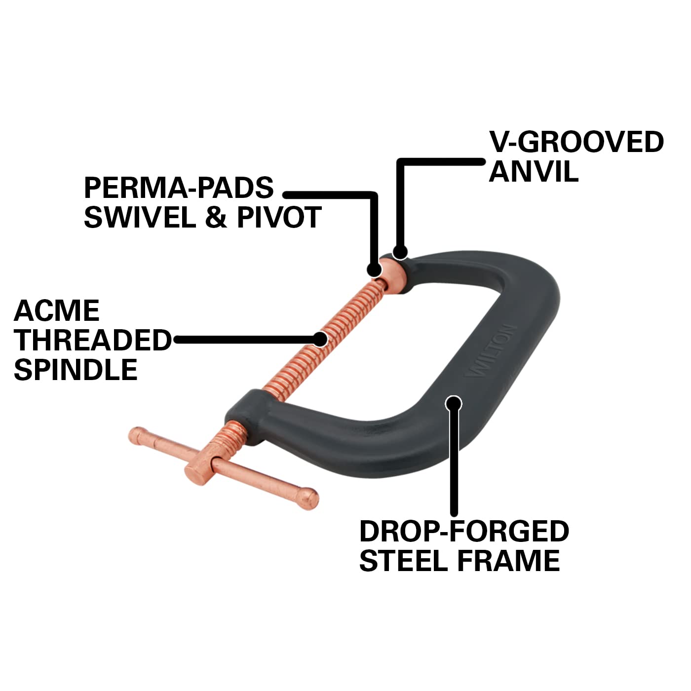 Wilton C-Clamp Spark-Duty, 8-1/4" Opening, 4-15/16" Throat, 6900 Lbs. Clamping Force (Model 408-P)