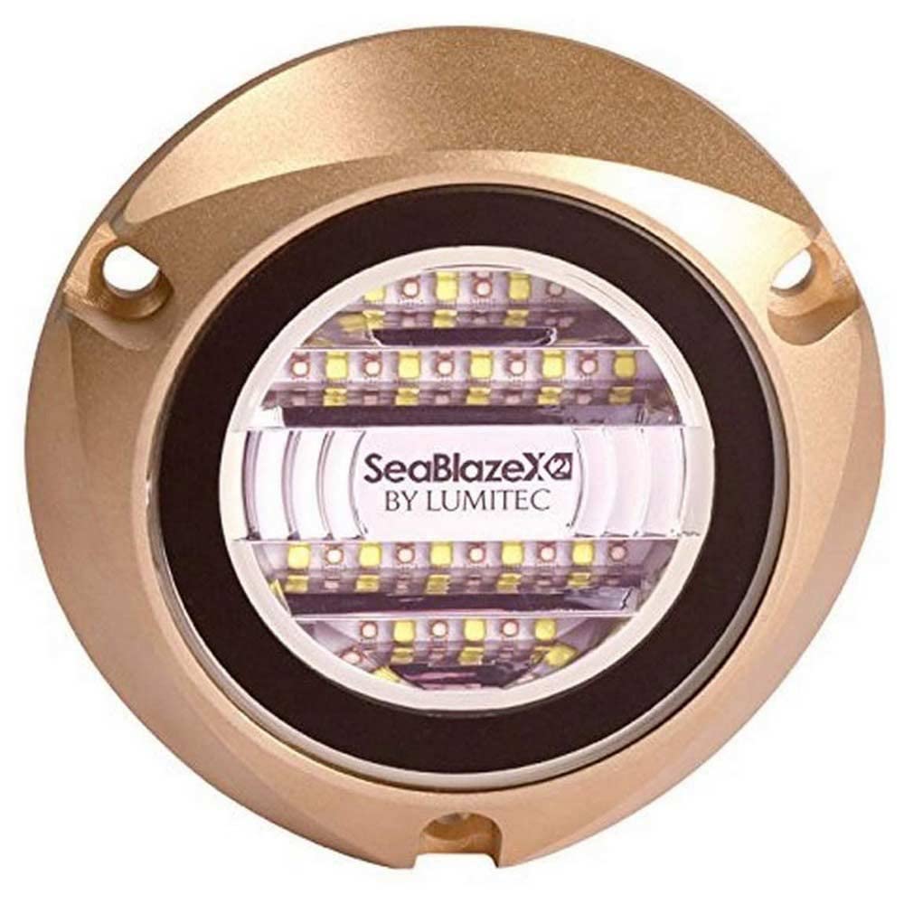 Lumitec Underwater SeaBlazeX2 LED Light - 6000 Lumens, Dual Color White/Blue & RGBW Spectrum - Solid Bronze - PLI Enabled, Easy Surface Mount Design - 3-Year Warranty - Boat Lighting, White/Blue