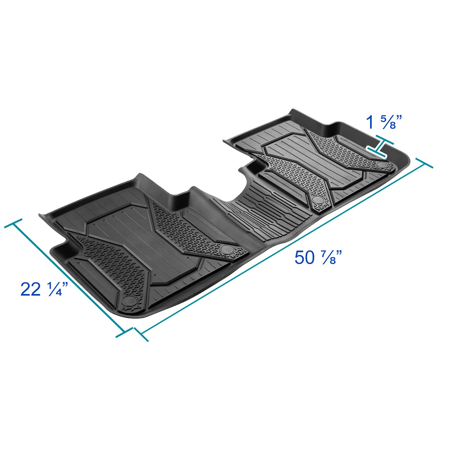 3PC Spec-D Tuning All-Weather Black Injection-Molded TPE Front+Rear Floor Mats Compatible with 2017-2022 Honda CRV