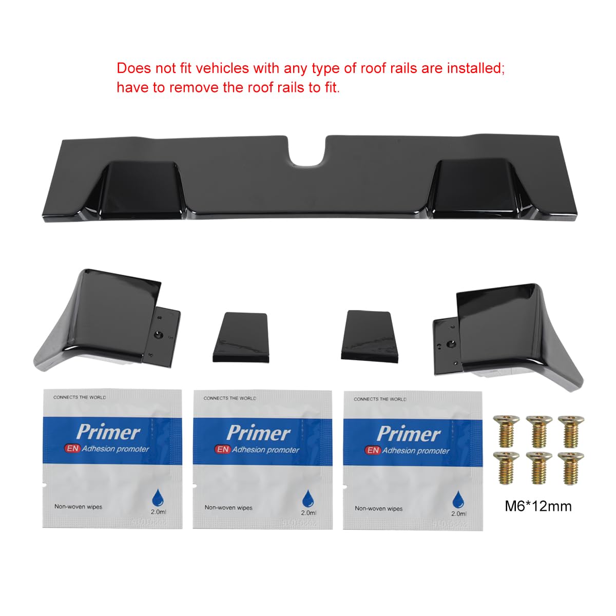 Glossy Black ABS Cab Roof Spoiler Spec-D Tuning for 2019-2021 Dodge Ram 1500 Models