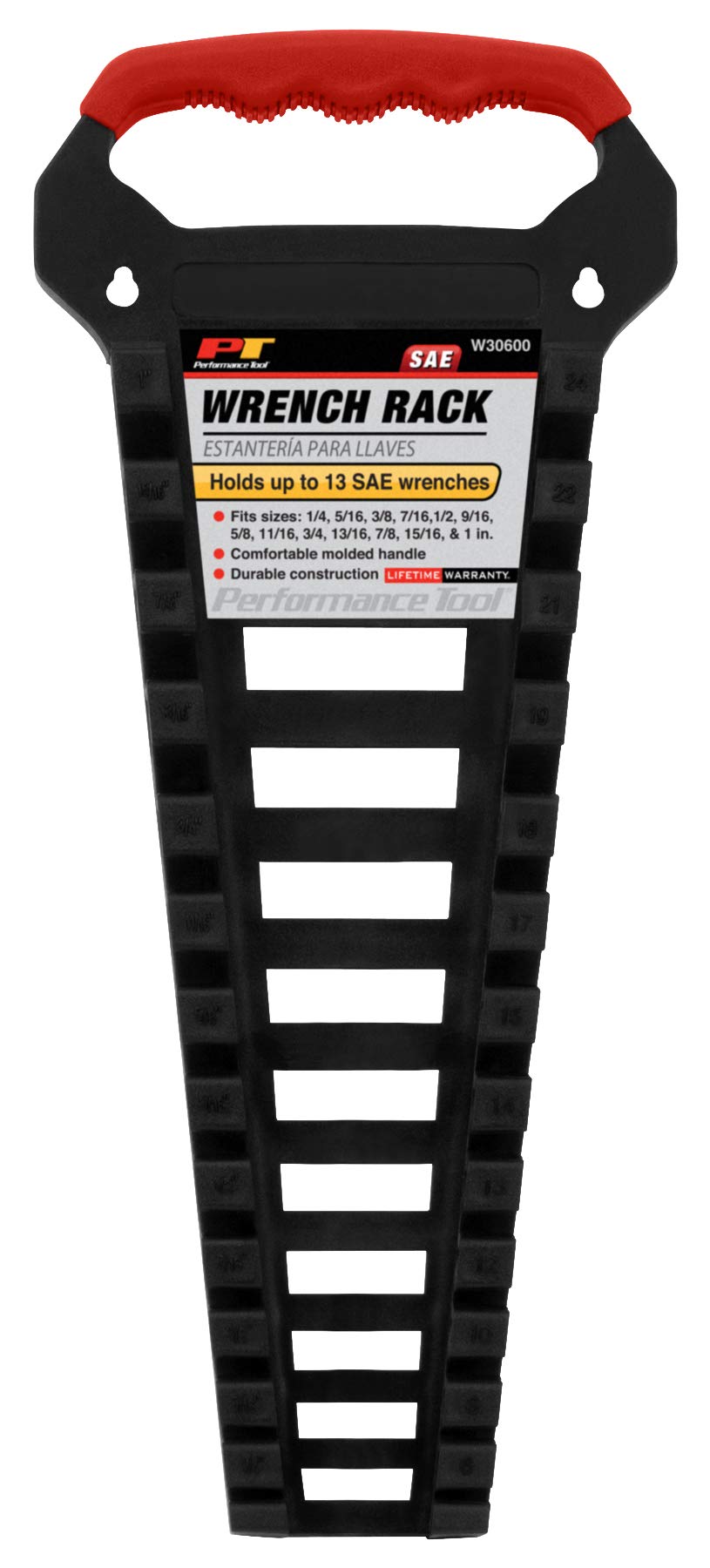 Wrench Organizer Performance Tool W30600 Impact Resistant with Comfortable Handle - Fits 13 Sizes from 1/4 to 1-Inch