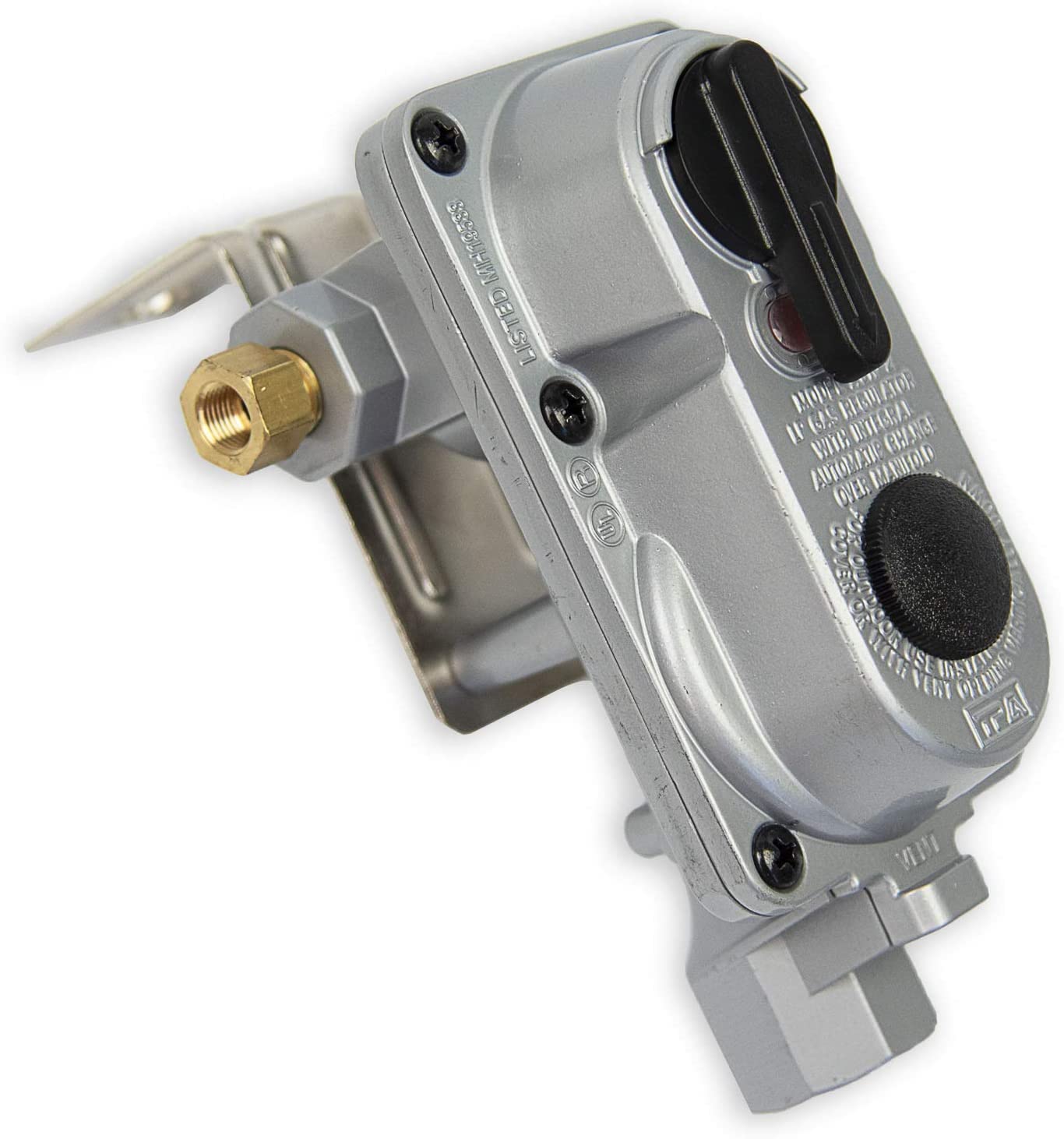 2-Stage Flame King (KT12ACR-2) Auto Changeover LP Propane Gas Regulator With Two 12 Inch Pigtails For RVs, Vans, Trailers