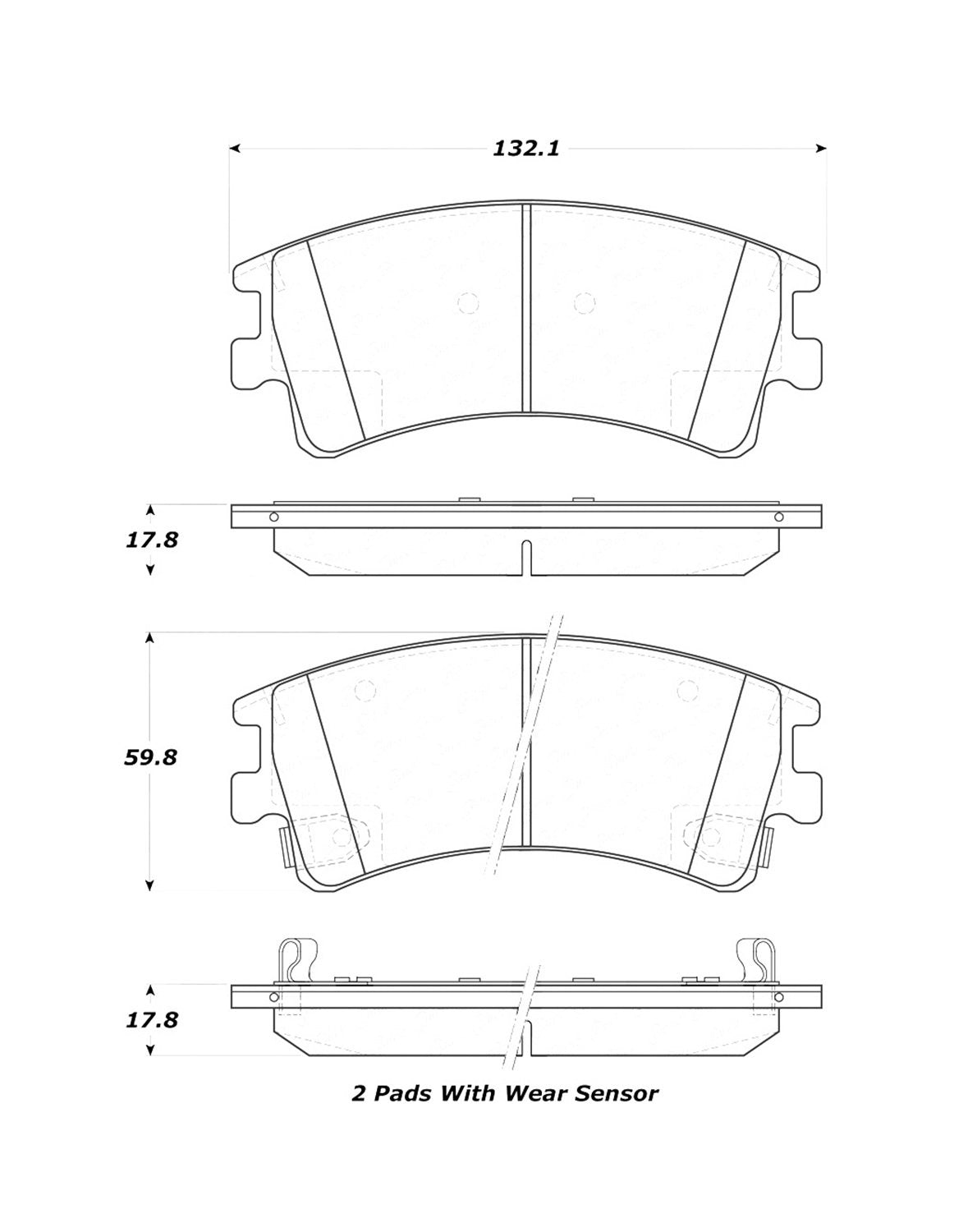 Front StopTech 308.09570 Brake Pads with Shims and Hardware Street