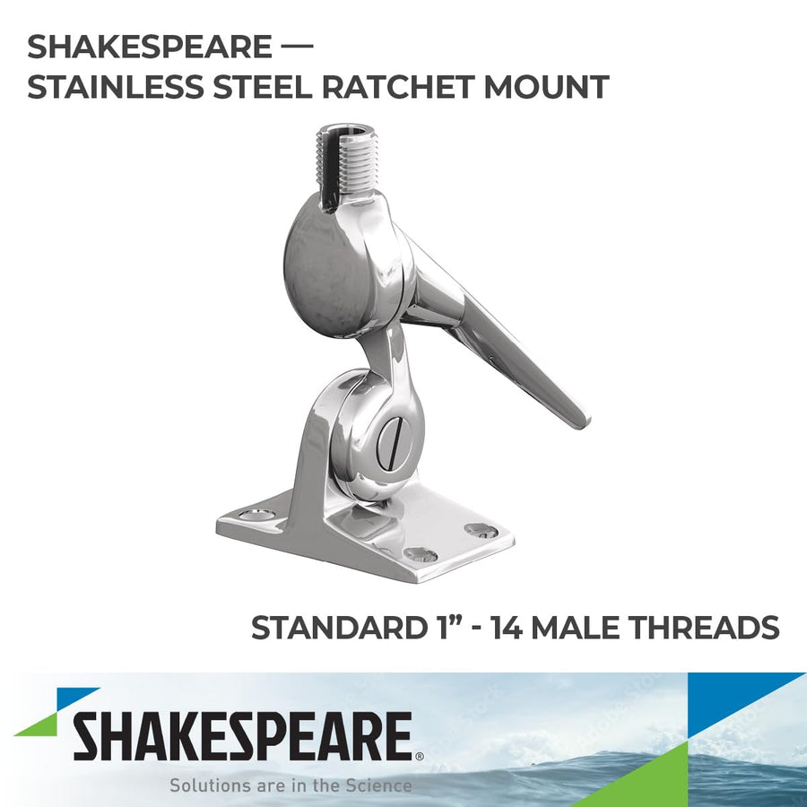 4-Way Ratchet Mount Shakespeare 5187 Stainless Steel Silver ,One Size