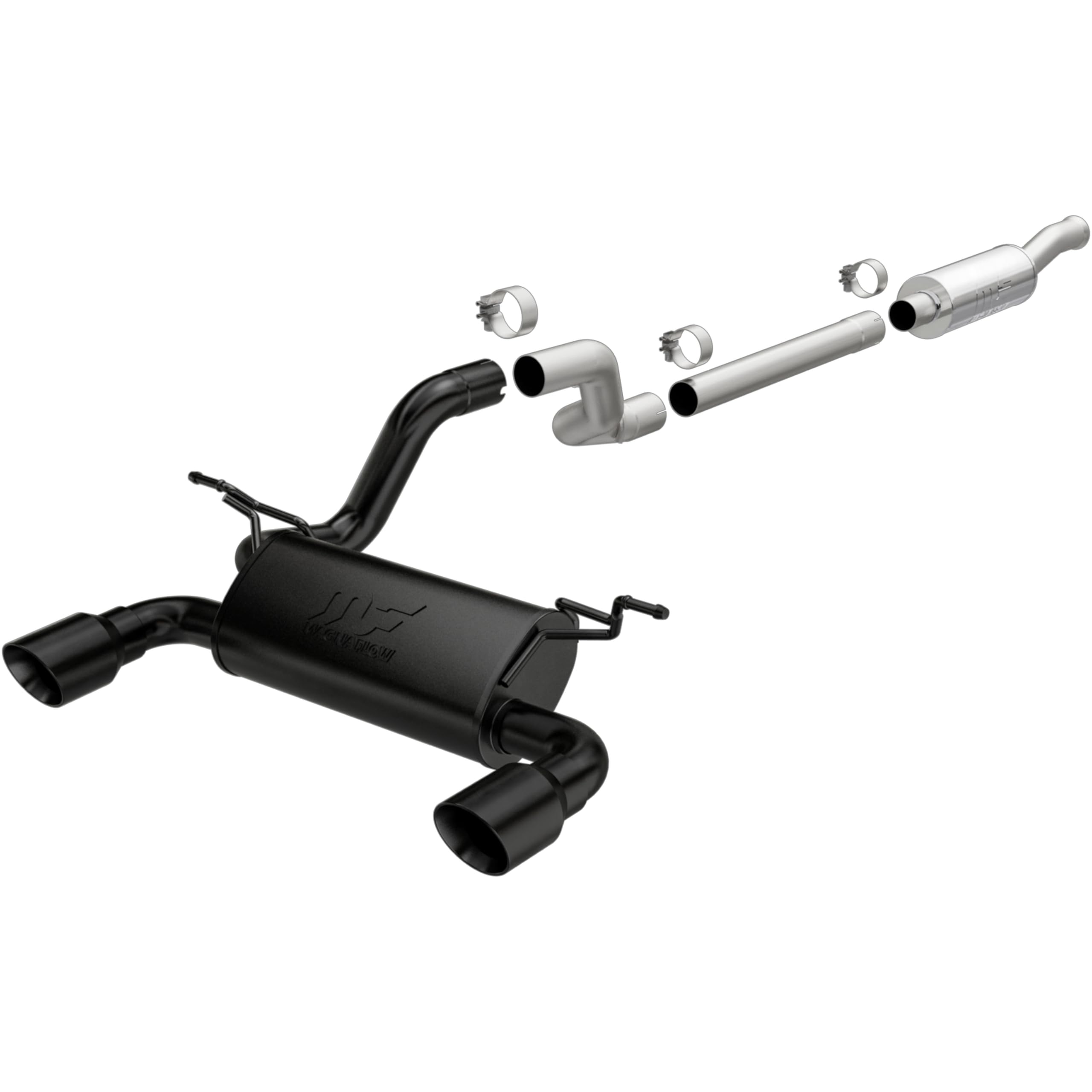 MagnaFlow Exhaust Performance System 19417: Cat-Back, Street Series, For 2018-2025 Jeep Wrangler, Dual Split Rear Exit, Black Coated