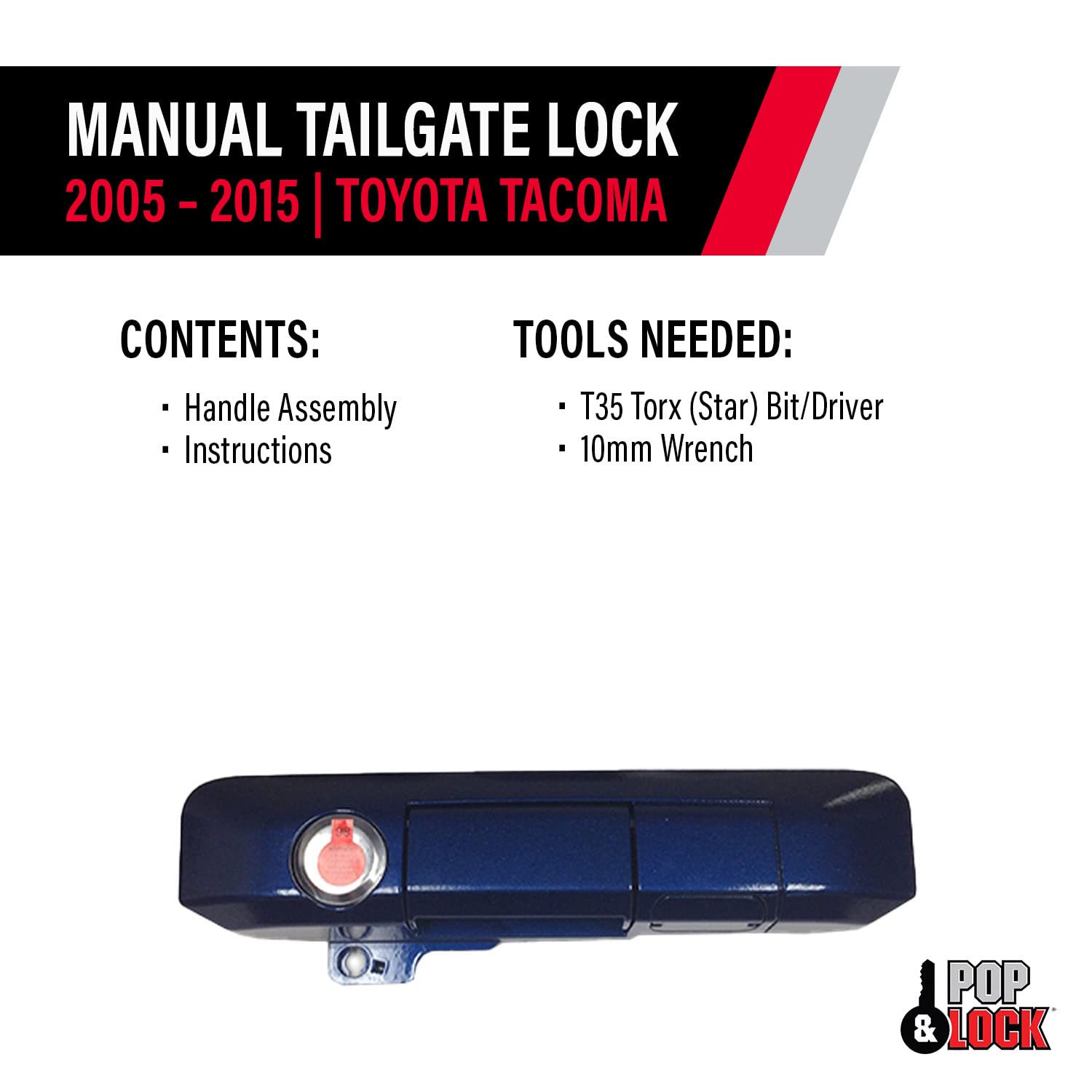 Pop & Lock Blue Ribbon PL5412 Metallic Manual Tailgate Lock with Bolt Codeable for Toyota Tacoma