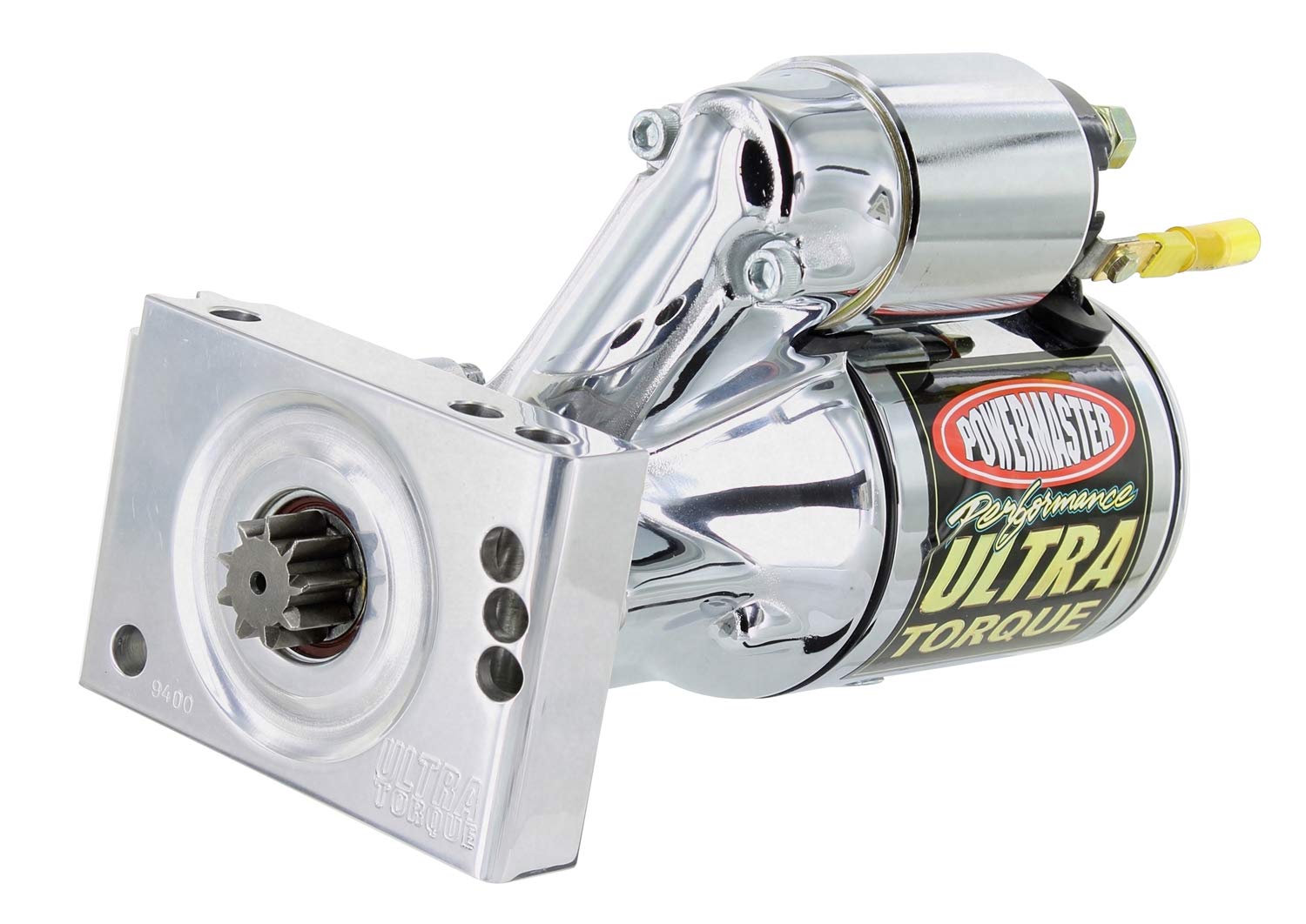 Str Ultra Powermaster w/Billet blk Chevy Universal Straight MTG 153/168T Flyw 2.5 kw Chrome