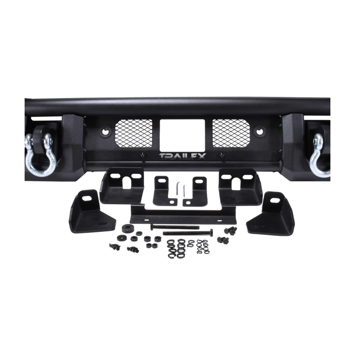 BR001T TrailFX Standard Front Bumper with Pre Runner Guard for Ford Bronco 2021-2025 Matte Black Powder Coated Steel Direct-Fit D-Rings LED Cube Light Mounts