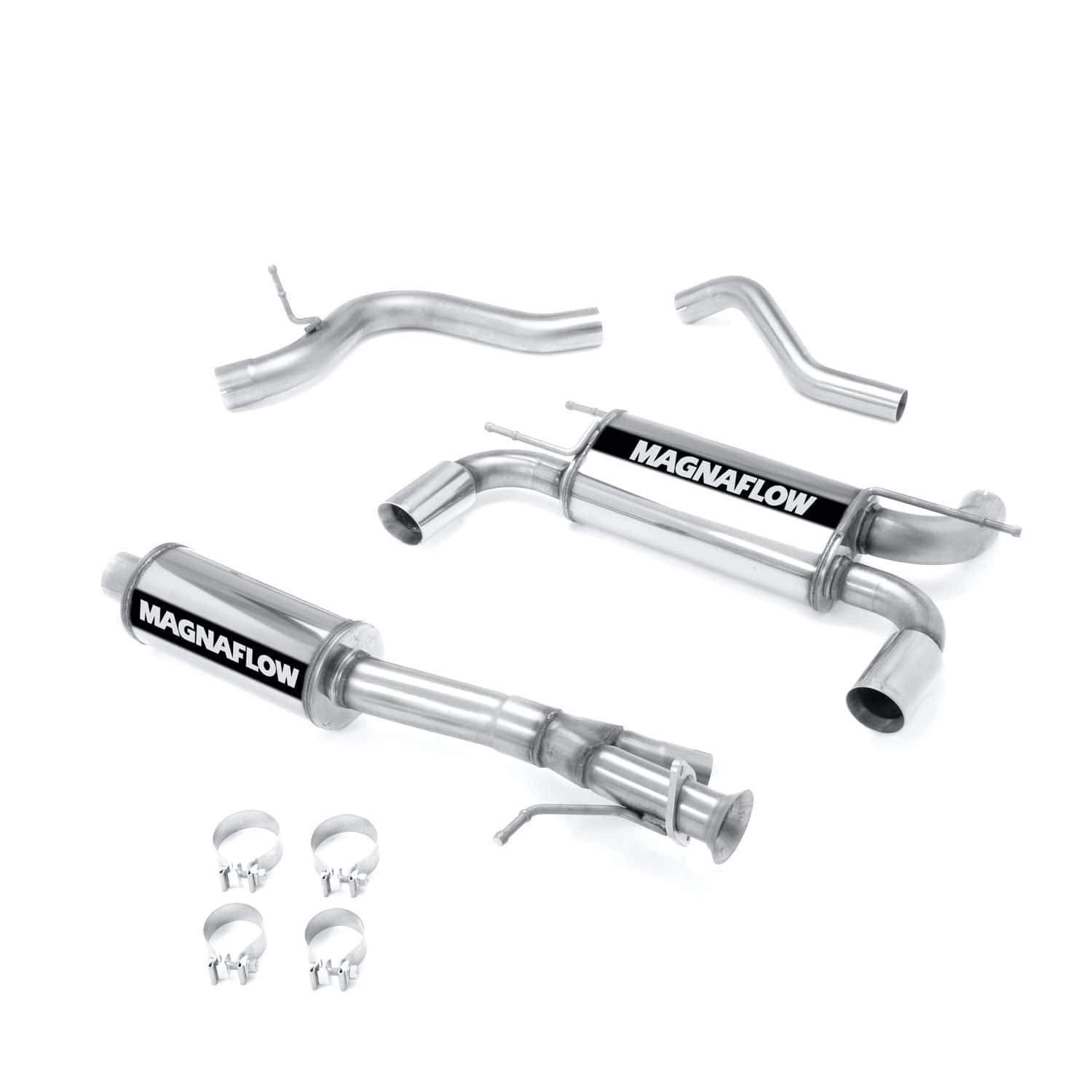 Cat-Back Magnaflow Performance Exhaust System 15268 - Street Series, Stainless Steel 2.5in Main Piping, Dual Split Rear Exit, Polished Finish 3.5in Exhaust Tip - H3 Performance Exhaust Kit