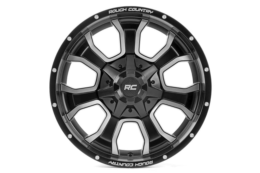 One-Piece Rough Country 93 Series Aluminum Wheel - 20x10, 6x5.5"/6x135mm Bolt Pattern, +0mm Offset, Matte Black