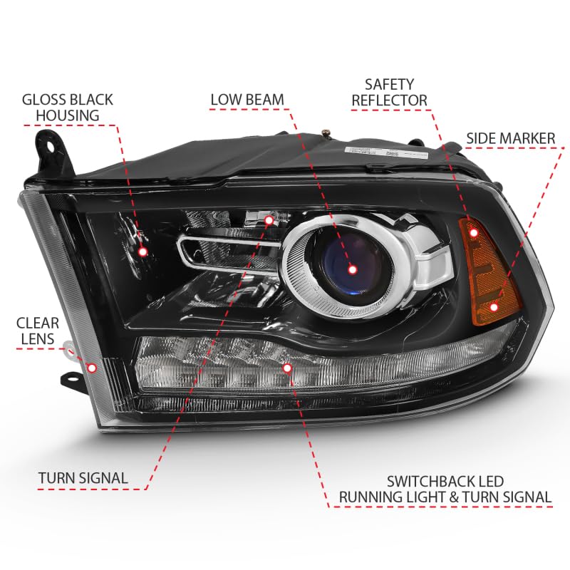 Projector Headlamps ANZO USA 111439 Fits Dodge Ram 1500