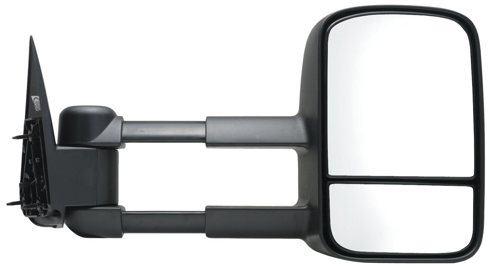 K Source Extendable Passenger Side Towing Mirror For 1999-2007 Escalade, Avalanche, Suburban, Tahoe, Yukon, Silverado, Sierra, Silverado/Sierra Classic. Textured Black, Manual, Dual Lens, Foldaway